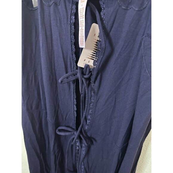 Savage Fenty Peek Behind The Lace Navy Blue Maxi Slip Sleepwear Size 2XL - Picture 6 of 9